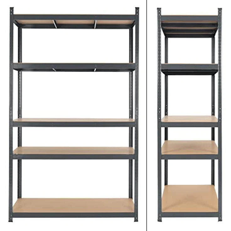 ECD Germany Werkstattregal Schwerlastregal 200x100x60 cm, Anthrazit, belastbar bis 875 kg, mit 5 MDF Holz Böden – Bild 3