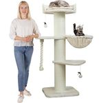 HAPPYPET Premium Kratzbaum Grosse Katzen Stabil 'Cooper' – Katzenbaum, Kletterbaum, für Maine Coon, Natursisal, Dicke Stämme mit 20 cm, 150 cm Hoch, Creme - Preisvergleich