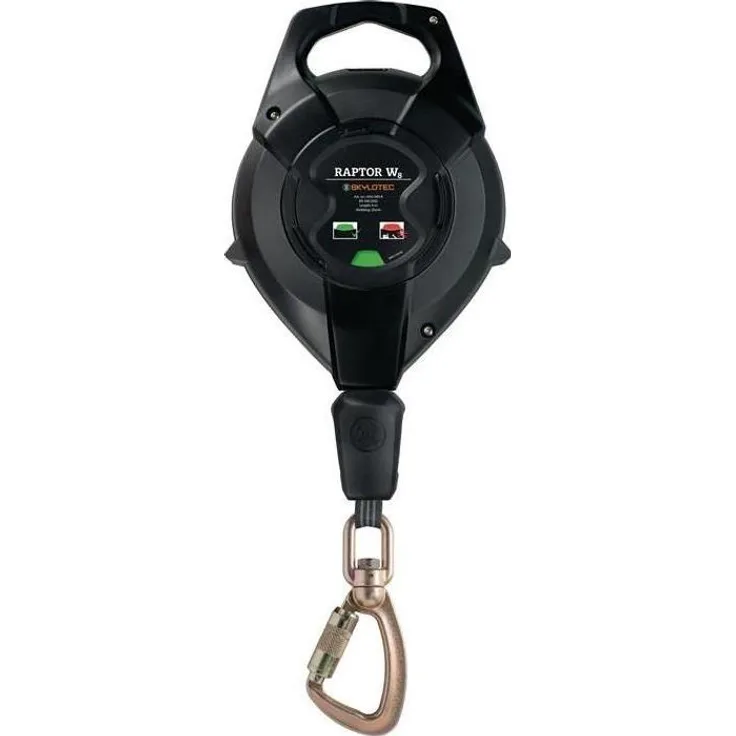 Skylotec RAPTOR W, Höhen- und Absturzsicherungsgerät EN 360 mit 8m Seillänge, schwarz, für Nutzungsgewichte bis 140 kg