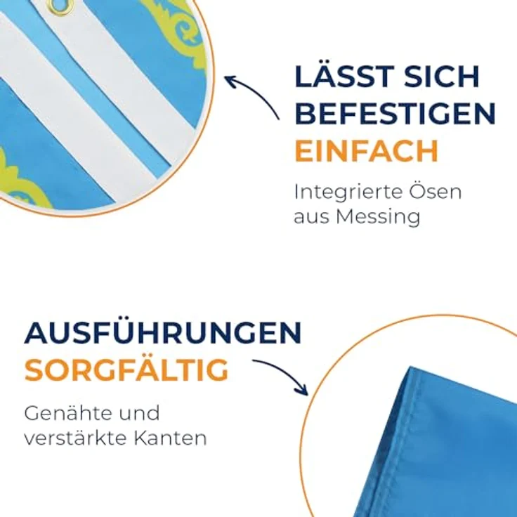 Flaggenking Kasachstan Flagge/Fahne, mehrfarbig, 150 x 90 x 1 cm, 16989 – Bild 5