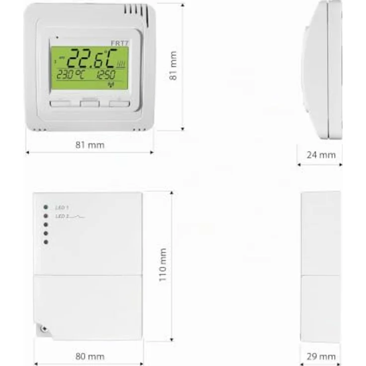 Elektrobock EOB FRT7B2, Programmierbarer Thermostat mit Hintergrundbeleuchtung, Weiß, 6 Temperaturänderungen pro Tag, Reichweite bis 200m – Bild 3
