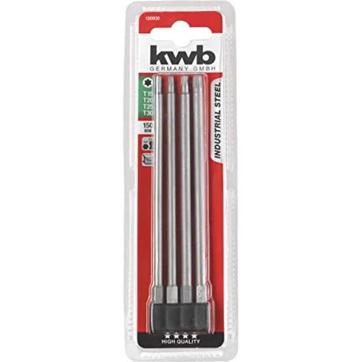 kwb Torx Bit-Set – 4-tlg. 150 mm, Extra lang 1-4 Zoll nach ISO 1173 E 6.3 – Bild 2