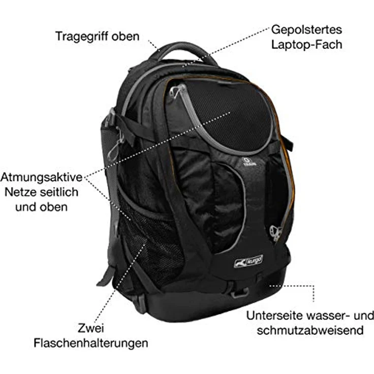 Kurgo G-Train Hunderucksack, Mit integriertem Haustierfach, Wasserfester Boden, Für Haustiere bis zu 11 kg, Schwarz – Bild 3