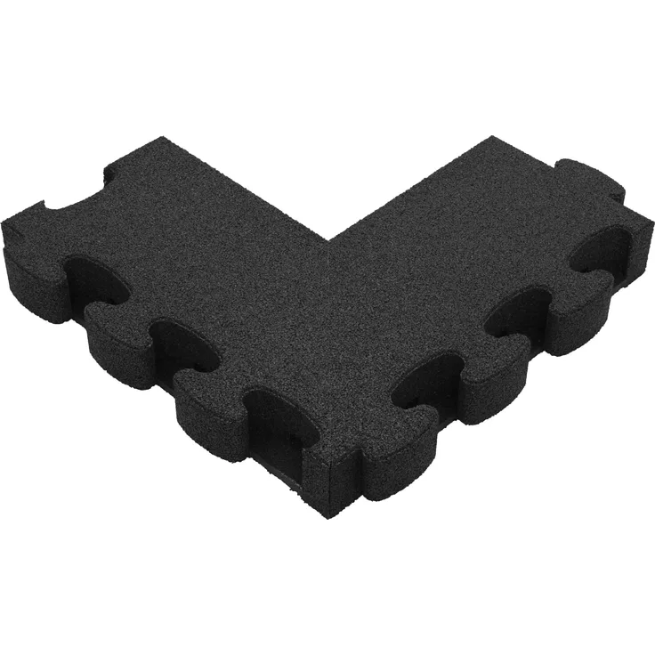 Gum-Tech Negatives Eckstück Gerade für Fallschutzplatten, Bodenschutzmatte aus Gummigranulat, Schwarz, 55 x 25 cm, wasserdurchlässig und rutschfest, für max. Fallhöhe 280 cm