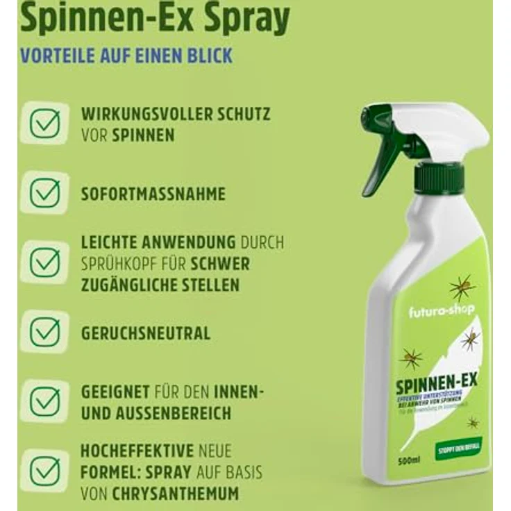 Futura-Shop Insektenspray GreenHero Spinnen-Ex, effiziente Spinnenbekämpfung, 500 ml, wasserbasierte Rezeptur mit Geraniol – Bild 2