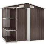 vidaXL Gartenhaus Gartenhaus mit Regal Braun 205x130x183 cm Eisen