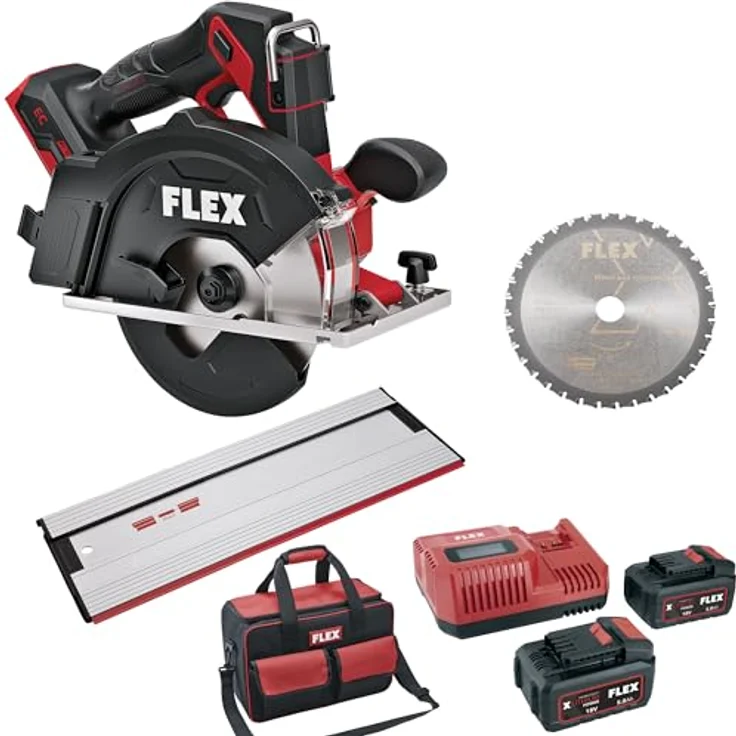 FLEX Metall-Handkreissäge CSM 57 18-EC, 18 V Akku mit P-Set 55 R und Führungsschiene – Bild 1