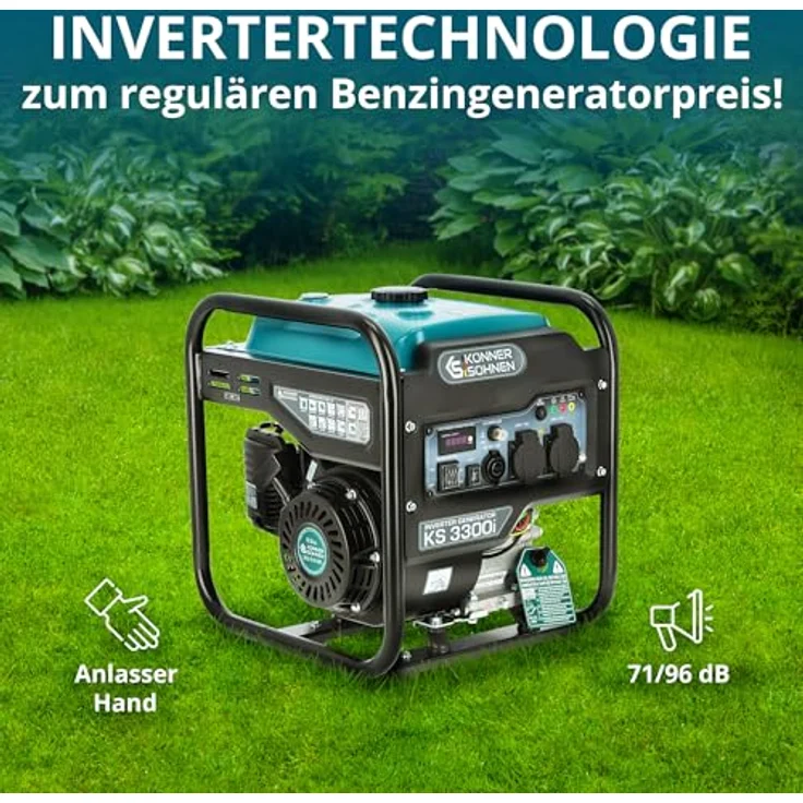 Könner & Söhnen KS 3300i Inverter Stromerzeuger, 3,3 kW reine Sinuswelle, tragbar, EURO 5, 25,5 kg – Bild 7