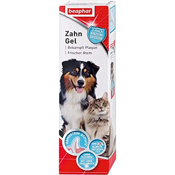 Beaphar Zahngel - Für Hunde und Katzen - Mit Leber-Geschmack - Zahnpflege ohne Zahnbürste - 100 g