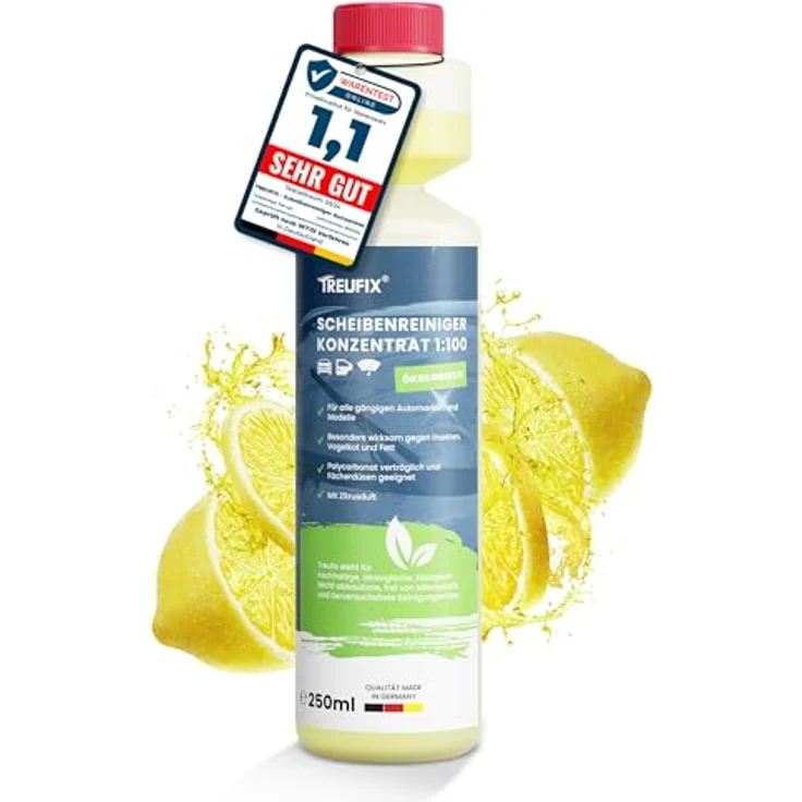 Treufix Scheibenwischwasser Konzentrat 250ml, Premium Scheibenreiniger für alle Scheibenwaschanlagen & Scheinwerfer-Reinigungsanlagen, frostbeständig, Made in Germany – Bild 1