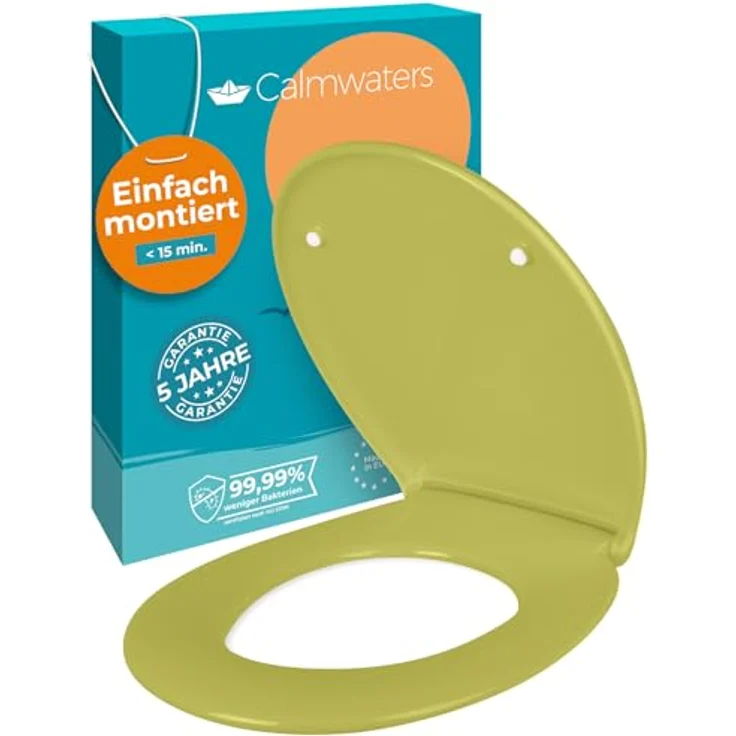 Calmwaters WC Sitz Premium 26LP6228, Oliv-Moosgrün mit Absenkautomatik, antibakteriell, abnehmbar, Duroplast, 250 kg Tragkraft – Bild 1