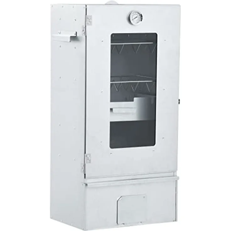 vidaXL Räucherofen, Räucherschrank mit Holzspänen und Kaltrauchgenerator, Verzinkter Stahl mit Thermometer, große Räucherkammer für Außen