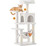 Feandrea Kratzbaum, 112 cm hoch, mehrstöckiges Katzenhaus mit Hängematte, Höhle, cremeweiß