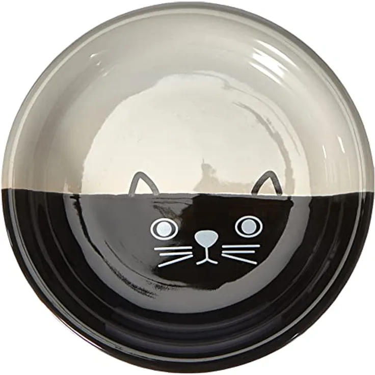 Nobby Katzen Keramik Milchschale "FACE" schwarz / weiss Ø14 x 2 cm