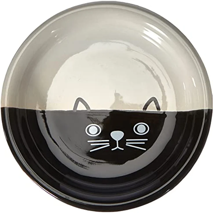 Nobby Katzen Keramik Milchschale "FACE" schwarz / weiss Ø14 x 2 cm – Bild 1