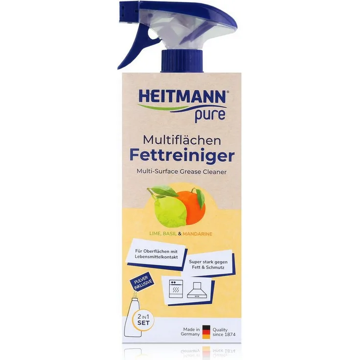 HEITMANN Heitmann pure Multiflächen Fettreiniger, leistungsstarkes Reinigungspulver 25g in praktischer Flasche