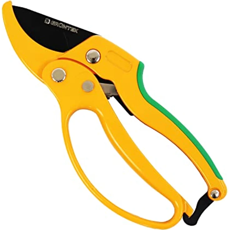 GRÜNTEK Amboss Ratschen Gartenschere UHU 205 mm, SK5 Klinge 50 mm, Schnellverschluss, ergonomische Griff-Form – Bild 1