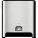 Tork Matic Sensorspender 460001, H1 Rollenhandtuchspender aus gebürstetem Edelstahl, Einzelblattentnahme, Füllstandsanzeige, hygienisch und wartungsfreundlich