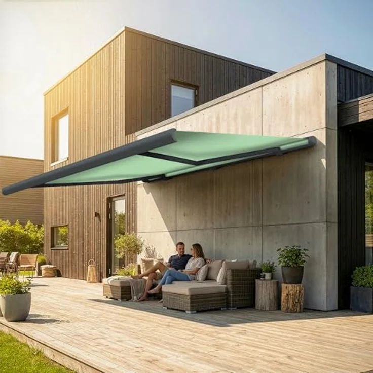 Eclipse elektrische Vollkassettenmarkise 2,5x2m, Basaltgrau, mit UV-Schutz 50+, smarthome-fähigem Motor und individuellem Tuchwahl – Bild 2