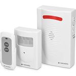 Navaris Kabelloses Bewegungsmelder Auffahrt Alarmsystem - mit Montagematerial und Fernbedienung - Alarm Einbruchschutz Set - Garage Funk Alarmanlage