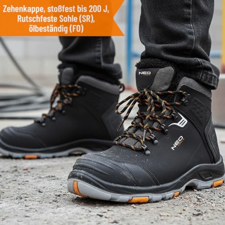 NEO TOOLS Sicherheits- und Arbeitsstiefel S1 SR CI FO, Schutzstiefel für Herren und Damen, schwarz, Größe 44 – Bild 3