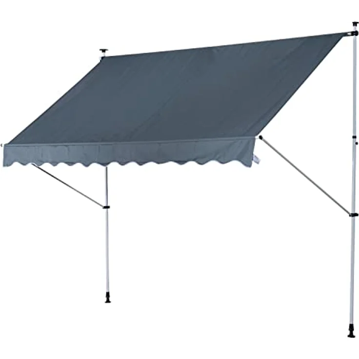 Outsunny Markise Gelenkarmmarkise Klemmmarkise Höhenverstellbar Sonnenschutz Faltarm Handkurbel Balkon Alu Grau 300 x 150cm – Bild 1