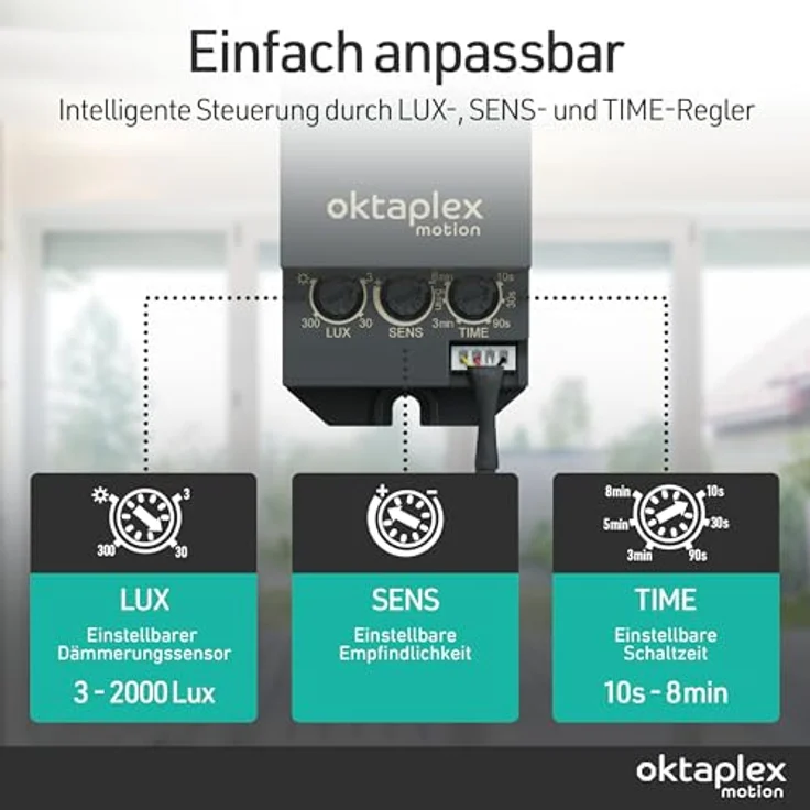 Oktaplex Jana, Einbau Bewegungsmelder für Außen mit 360 Grad Infrarotsensor, 4m Reichweite, IP65, 230V, schwarz – Bild 4