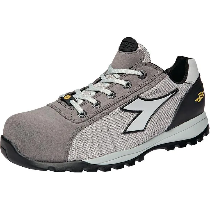 Diadora Glove Tech Low, Sicherheitsschuhe S1P aus Perwanger-Leder, grau, Größe 41, rutschfeste Sohle, atmungsaktive Einlegesohle, durchtrittsicher