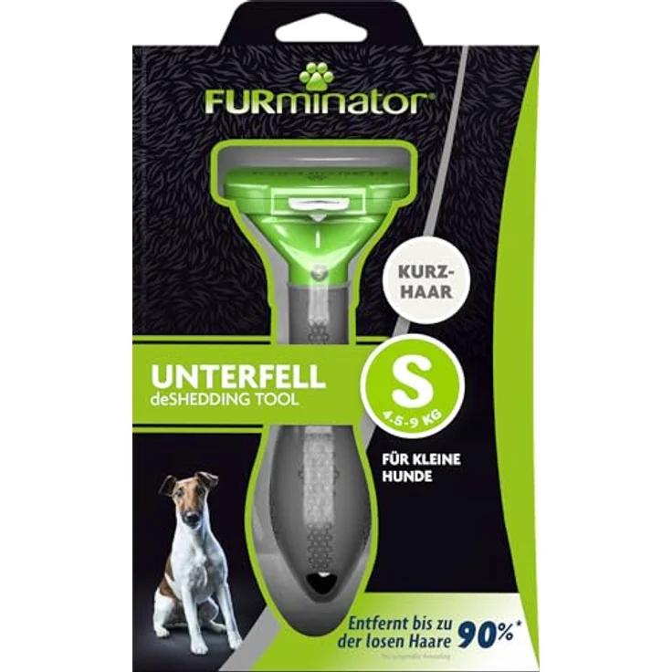 FURminator Unterwollharke Furminator® deShedding - für kurzhaarige Hunde, Metall, für Hunde und Katzen, mit Furejector® und ergonomischem Griff, Größe S, grün – Bild 2