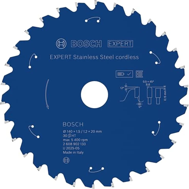 Bosch EXPERT Stainless Steel cordless Kreissägeblatt, robust für Edelstahl, Ø 140 mm, Professional Zubehör Akku-Metallkreissäge – Bild 1