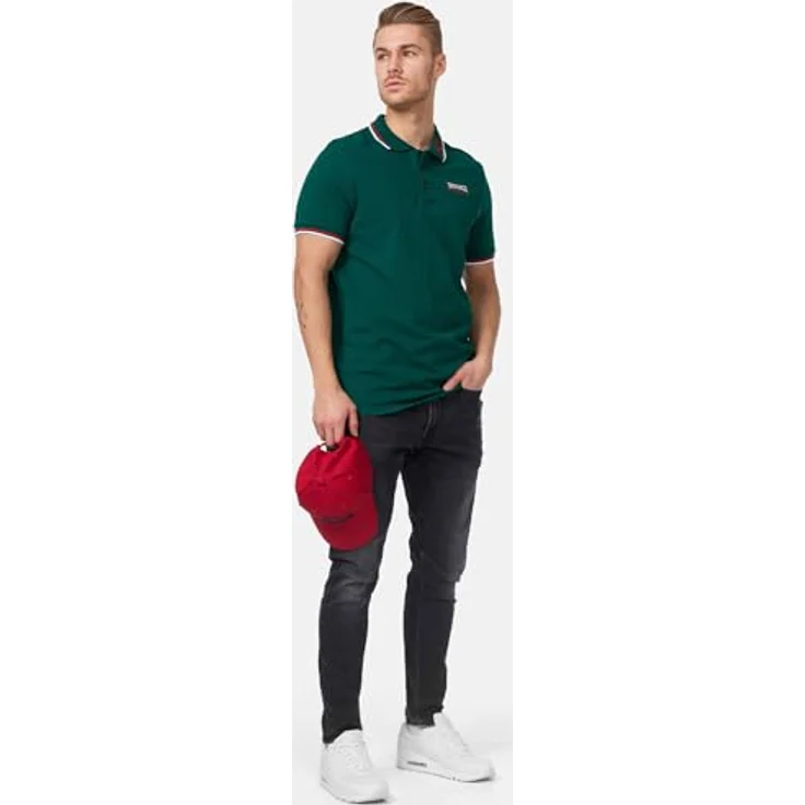 Lonsdale Poloshirt Lion, Arbeitsshirt mit farblich abgesetzten Stickereien und gestreiften Bündchen, schwarz – Bild 4