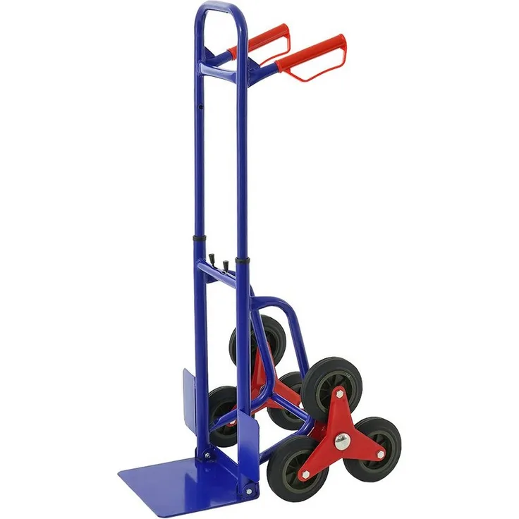 PROREGAL® Ergonomische Teleskop-Treppensackkarre, 180kg Last, blau