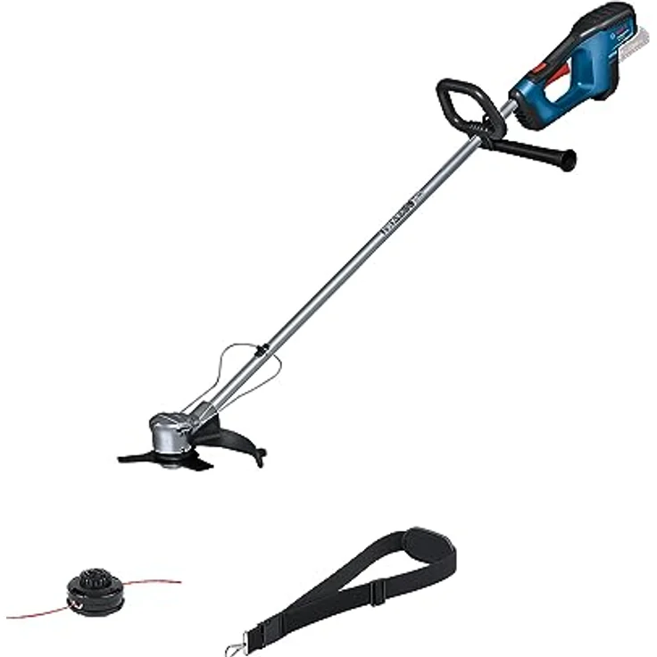 Bosch Professional 18V System Akku-Freischneider GFR 18V-23 (bürstenloser Motor, Schnittkreisdurchmesser 23 cm, 1x Fadenspuleneinheit, 1x Schultergurt, Freischneidermesser-Set, Pflanzenschutzbügel) – Bild 1