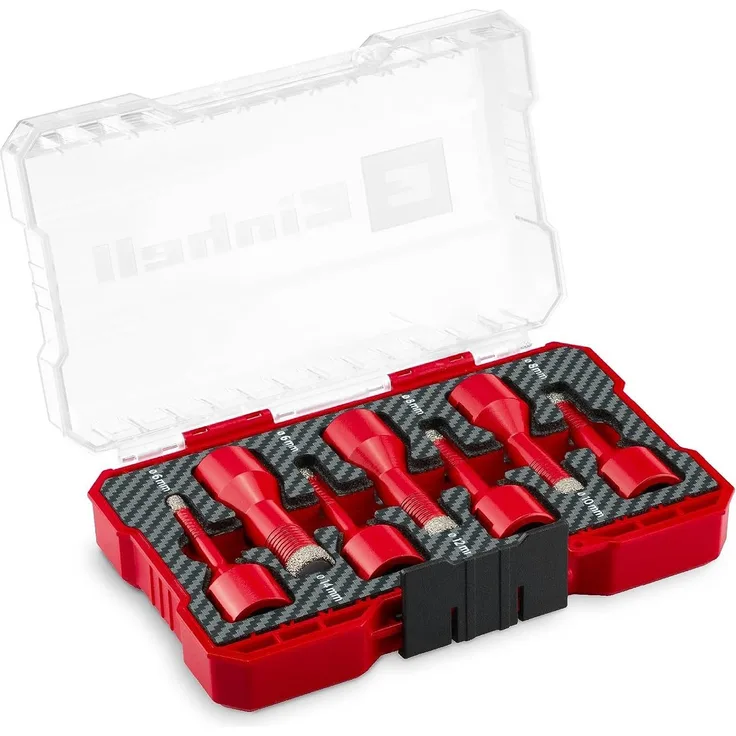 Einhell M-CASE Fliesenbohrer-Set, 7-tlg. mit 7-mm-Diamantbesatz für Trockenschnitt, kompatibel mit M14 Winkelschleifern