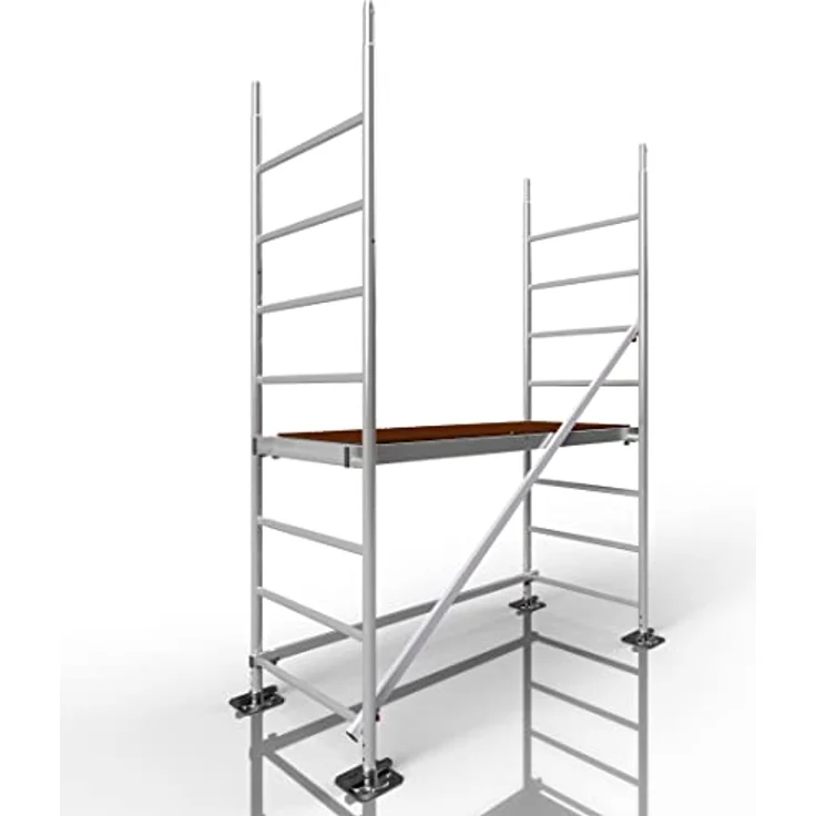 ALTEC Aluminium Fahrgerüst ALTEC Rollfix 2.0 mit Fußplatten und Wandanker, Made in Germany, TÜV, maximale Arbeitshöhe 10 Meter – Bild 1