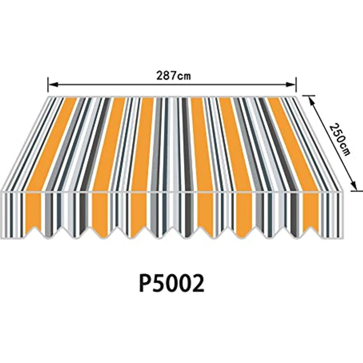 home Trends Markisenstoff Markise mit Volant 4 x 3 m wasserabweisend Sonnenschutz Ersatz Markisentuch P5002- orange schwarz weiß blau Streifen – Bild 5