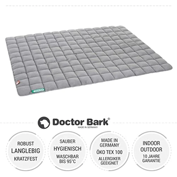 Doctor Bark Hundedecke - weiche, hochwertige Hundematte für sehr große Hunde, robuste Indoor - Outdoor Liegedecke, waschbar bis 95°C (Gr. XXL, Hellgrau) – Bild 2