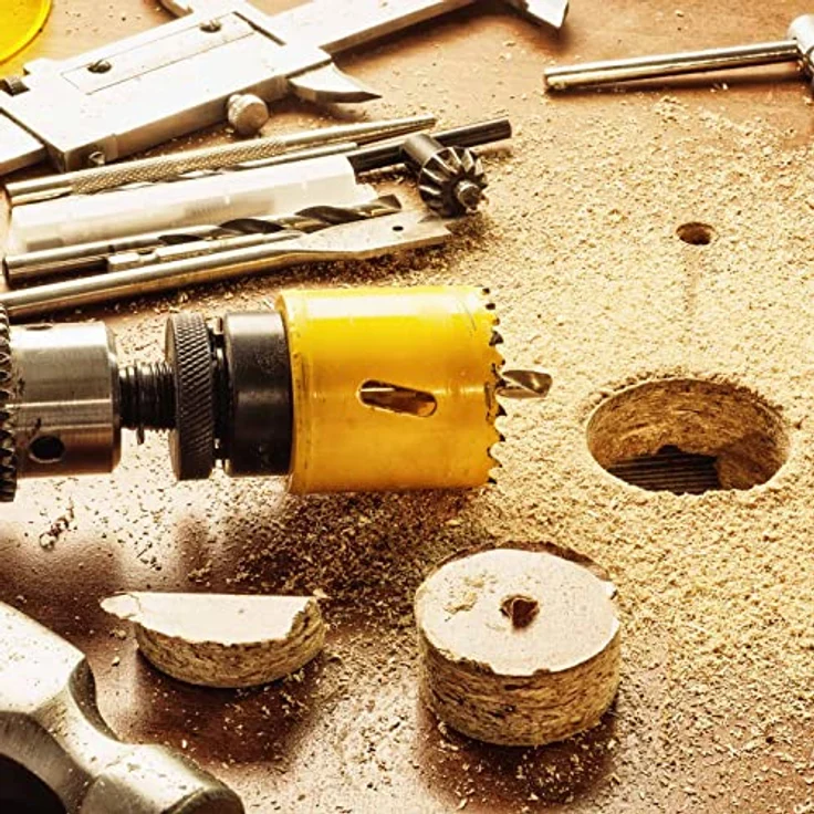 XPOtool 9-teiliges HSS Bi-Metall Lochsägen Set 16-68 mm, robustes Set für Holz, Weichmetall und Kunststoffe, inklusive Aufnahmedorne und Adapter, titanbeschichtet – Bild 2