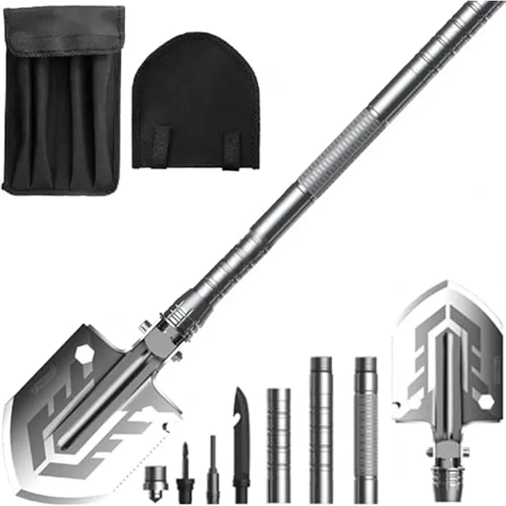 Trizand Klappschaufel, 16-in-1 Multifunktionswerkzeug aus Aluminium und Edelstahl, langlebig und praktisch