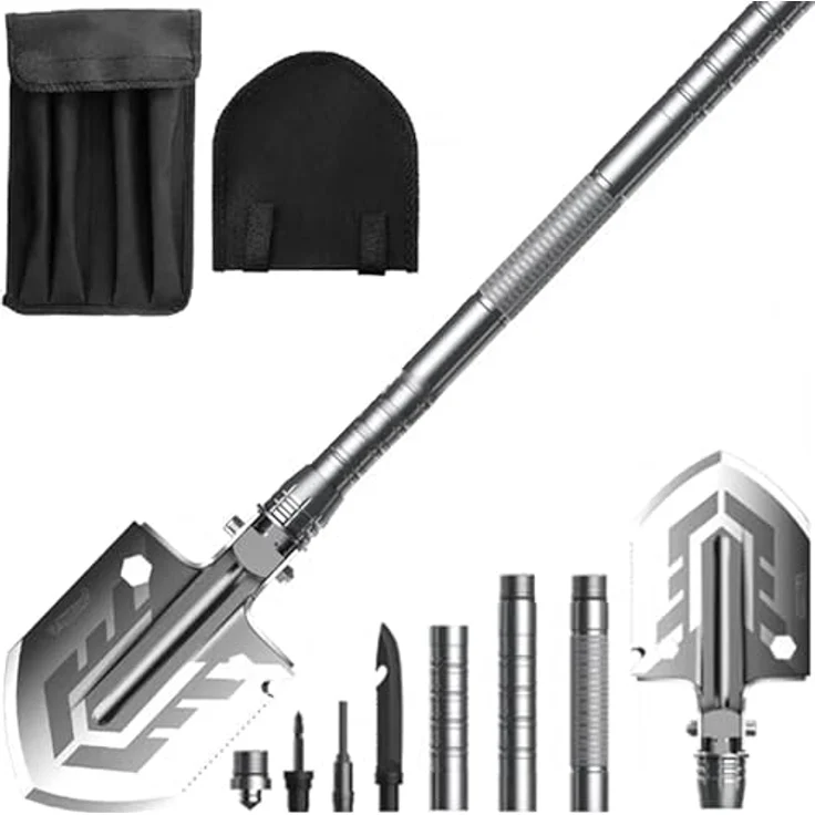 Trizand Klappschaufel, 16-in-1 Multifunktionswerkzeug aus Aluminium und Edelstahl, langlebig und praktisch – Bild 1