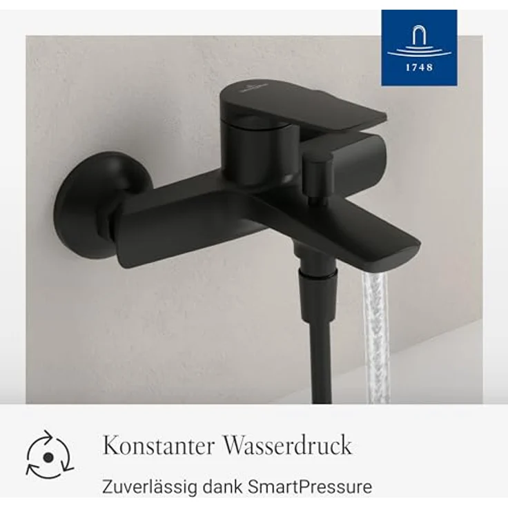 Villeroy & Boch Oasis Wannenarmatur Aufputz mit Rückflussschutz, Umstellfunktion und SmartPressure-Technologie, Messing – Bild 3