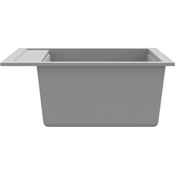 vidaXL Granitspüle Einzelbecken Grau, Küchenspüle mit extra tiefem Becken und hitzebeständigem Design – Bild 5