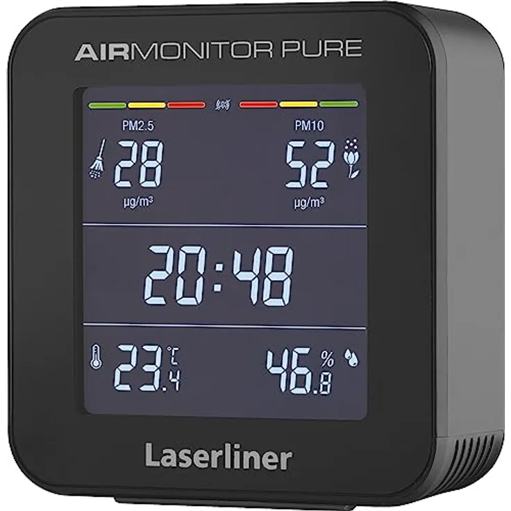 Laserliner AirMonitor Pure, Feinstaubmessgerät mit Thermometer und Hygrometer, Schwarz