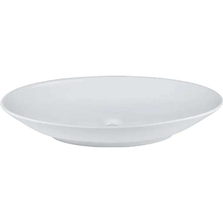 NEG Waschbecken Uno33A (groß/oval) Aufsatz-Waschschale/Waschtisch (weiß) mit flachem Rand und Nano-Beschichtung