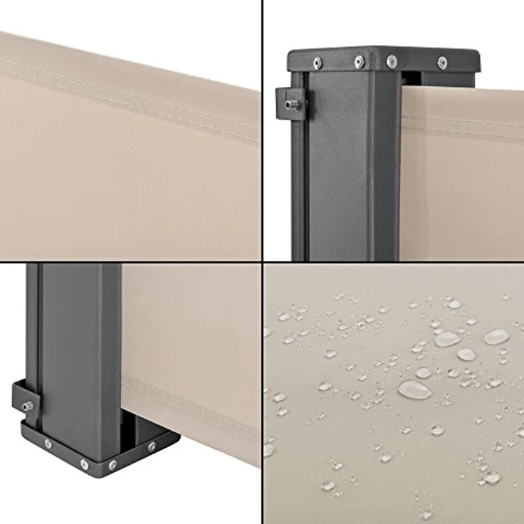 pro.tec Seitenmarkise 180x300cm beige Sichtschutz Markise Sonnen- & Windschutz mit einfacher Montage und elegantem Design – Bild 5