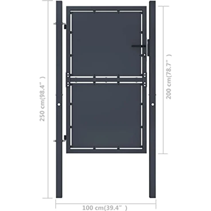 vidaXL Gartentor Stahl 100 x 200 cm anthrazit – Bild 4