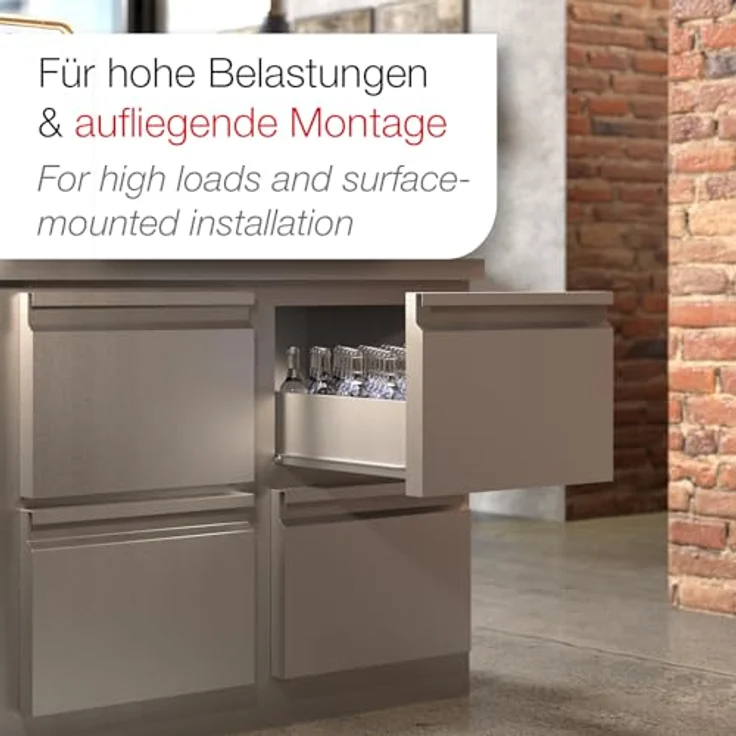 SOTECH RT1-100-B16-L550-NF, Schwerlast-Teilauszug mit 100 kg Tragkraft, 550 mm Länge, verzinkter Stahl – Bild 6