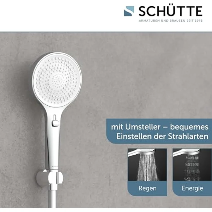 Schütte Handbrause IBIZA, 3-fach verstellbar mit Antikalk-Noppen, wassersparend und pulsierend – Bild 3