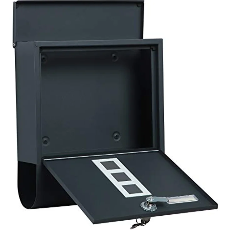 SONGMICS Briefkasten, 2er Set, Wandbriefkasten, Schloss mit Kupfer-Schließzylinder, drehbare Abdeckung, Zeitungsfach, Sichtfenster, Namensschildhalter, abschließbar, anthrazit GMB20AG02 - Preisvergleich – Bild 4