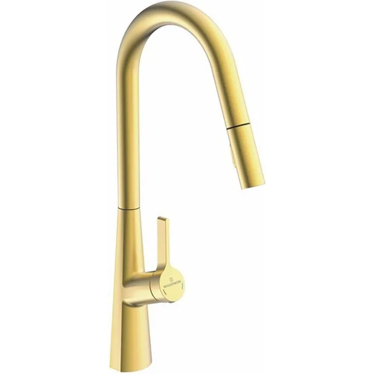 Naber Küchenarmatur Wasserwerk Bendea, brushed-gold, Hochdruck, mit 360° Schwenkbereich und herausziehbarem Auslauf